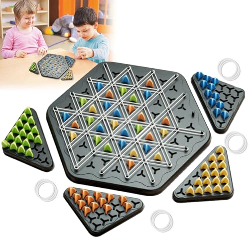 Fouvin Triggle-Spiel, 2 Bis 4 Spieler Triggle Spiel Gummibänder, Interaktives Steckspiel für Familienfeiern mit Kindern und Erwachsenen, Klassisches Strategie Triggle Spiel von Fouvin