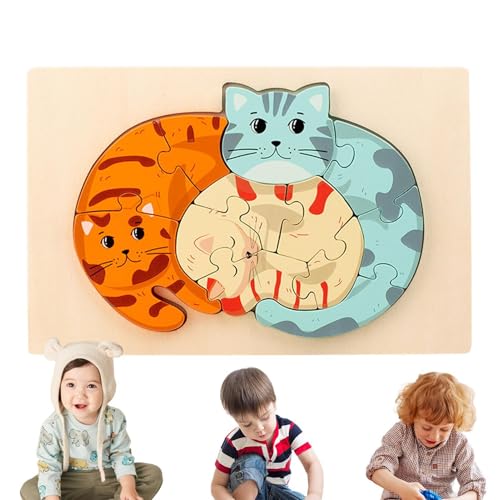 Foway 3D-Cartoon-Puzzle für Kinder, pädagogisch wertvolles 3D-Cartoon-Puzzle - 3D-Cartoon-Puzzles aus Holz - Lernspielzeug, Cartoon-Puzzles für Zuhause, Reisen, Förderung von Kreativität und logischem von Foway