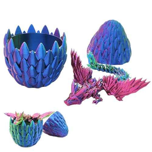 Foway 3D-gedrucktes Drachenei, 3D-Drachenei mit Drachen im Inneren - Artikulierter Kristalldrache im Ei,Heimdekoration, Schreibtischspielzeug, Sammelfiguren für Kinder und Erwachsene von Foway