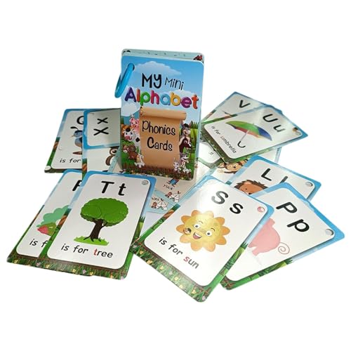 Foway Alphabetkarten, Buchstabenkarten - 26 Stück lustige Karteikarten für Vorschulkinder,Lernkarten zur Buchstabenerkennung für Kinder, pädagogische Alphabetkarten, kreative Lernkarten von Foway