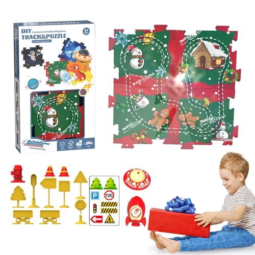 Foway Auto-Track-Puzzle-Spielzeug, Puzzle-Track-Auto-Spielset, Puzzles für Vorschulkinder, elektrische Schiene, Straßenautobahn für Kinder, Elektrofahrzeug, Modellspielzeug von Foway