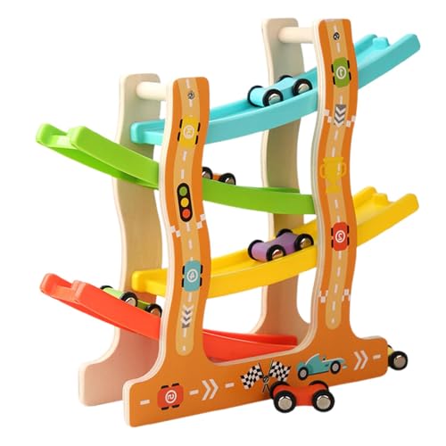 Foway Autorampenspielzeug, Autorampenspielzeug für Kinder | Ramp Racer-Set - 4-lagige Rennstrecke, gleitendes Autospielzeug, stabile Basis, Entwicklung kognitiver Fähigkeiten von Foway