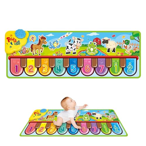 Foway Bodenmatte mit Tiergeräuschen, Bodenmatte für Klaviertastatur - 33 x 11 Zoll Bodentastaturmatte,Kinder-Touch-Tanzmatte, Tiergeräusche, verstellbare Lautstärke, rutschfest, für Kinder von Foway