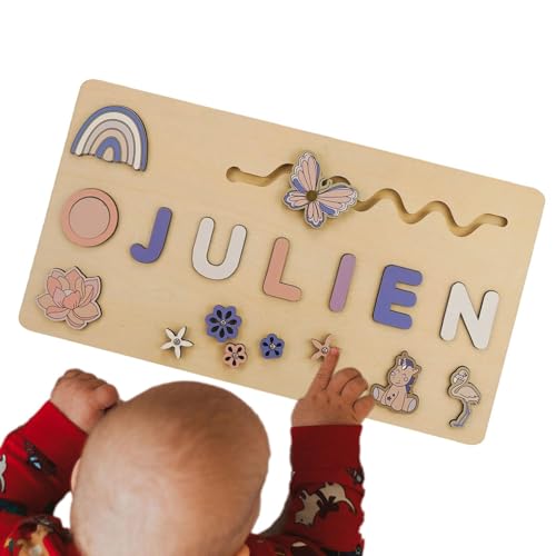 Foway Buchstabenpuzzle aus Holz, Namenspuzzle für Kinder | Kindernamensschild für Kinderzimmer,Alphabet-Puzzle, Lernspielzeug, buntes Lernspielzeug, Namenspuzzle für Kleinkinder, Cartoon, für von Foway