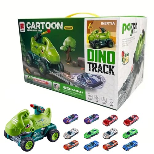 Foway Dinosaurier-Fahrzeug für Kinder,Dinosaurier-Spielzeugfahrzeug-Set | Wettbewerbs-Dinosaurier-Transportspielzeug | Mit 15 Leichtmetallautos und 3 Soft-Bullet-Fahrzeugen zum Starten von von Foway