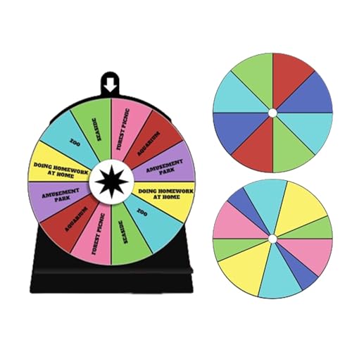 Foway Drehen Sie das Radspiel mit Ständer, Preisrad-Spinner mit Ständer,12-Slot-Farbpreisrad | Löschbare Whiteboard-Oberfläche, Glücksrad-Spinner mit 12 Steckplätzen von Foway