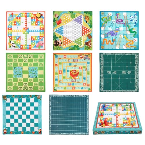 Foway Einzigartiges Reiseschachspiel, Schach- und Damespielset - Sicheres Reise-Schachspiel,Snakes & Ladders Multifunktionales Schach-Chinesisches Damespiel für den Weihnachts-Familienabend von Foway