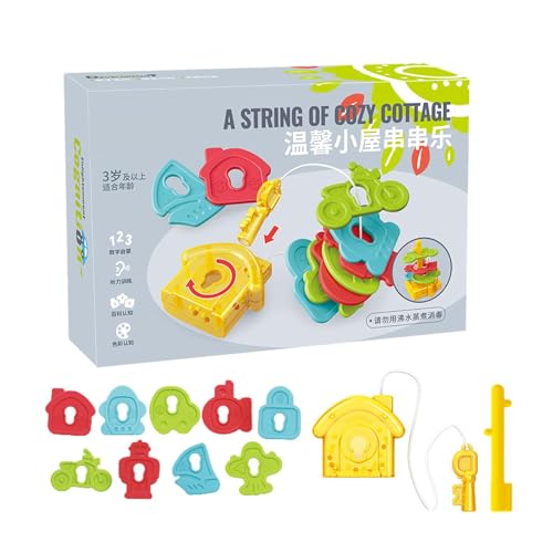 Foway Fädelspielzeug, Schnürkarten,Cottage String Toys Lernspielzeug für Kleinkinder - Cottage-Rasselspielzeug, Aktivitäten für Kleinkinder, Schnürspielzeug für und Mädchen, verbessert die praktischen von Foway