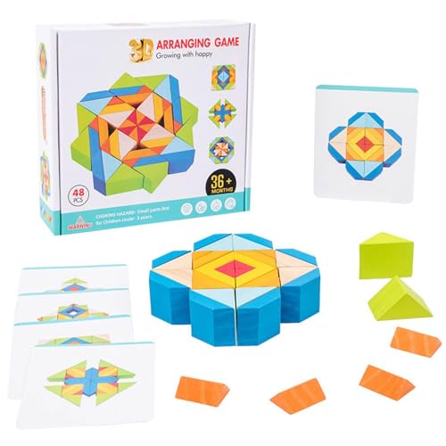 Foway Geometrische Formen für Kinder,Holzmusterblöcke - Geometrisches Form-Puzzle-Set - Klassisches pädagogisches -Kindergartenspielzeug für Kinder im Alter von 3–5 Jahren mit doppelseitigen von Foway