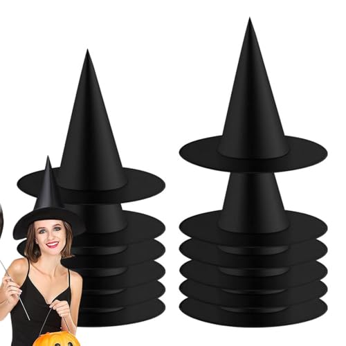 Foway Hexenhüte für Frauen, schwarze Hexenhüte, 12 Stück Halloween- -Hexenhut, Damenkostüm Hexenhut, Cosplay-Kostümzubehör für Halloween-Partys von Foway