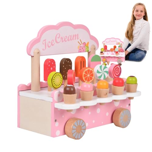 Foway -Eiscreme-Spielset, -Eiswagen-Spielzeug | Rollenspiel-Spielzeugset aus | Spielküchenspielzeug-Set, pädagogisches Küchenspielzeug für 3–8 Jahre alte Mädchen und von Foway