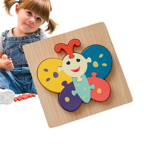 Foway Holzpuzzles für Kleinkinder,-Holzpuzzles, 3D-Tier-Holzpuzzles, Spielzeug für 1- bis 3-Jährige, Lernpuzzles für die Feinmotorik von Kindern von Foway