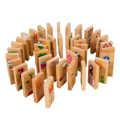 Foway Holzpuzzles für Kleinkinder,Holzpuzzle für Kleinkinder - Klassisches Domino-Puzzlespiel,Zahlenspiele für Vorschulkinder, Lernpuzzle aus Holz für Kinder ab 3 Jahren, Kleinkinder und von Foway