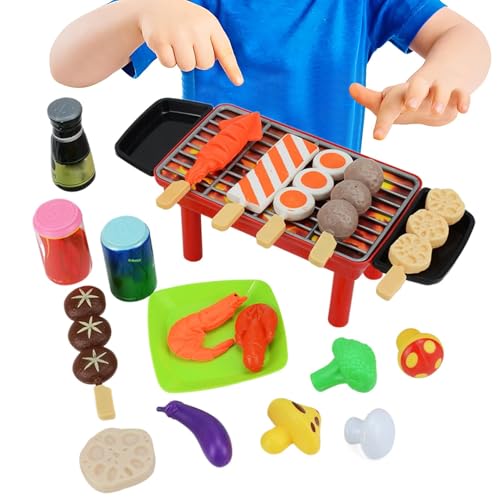 Foway Kinder-BBQ-Grill-Spielset,Kindergrill,Realistische Kleinkind-Grill-Kinderkochsets | BBQ-Grill-Set, Essensspielzeug für Kinder, Gourmet-Kochbox-Spielzeug für Eltern-Kind-Interaktion von Foway