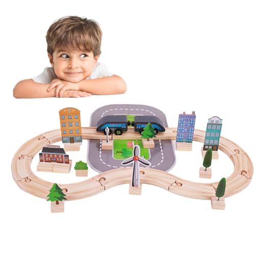 Foway Kinder-Eisenbahn-Set,Eisenbahn-Set für Kinder - 46-teiliges Zugset mit Gleisen für Kinder, Spielzeug für Kleinkinder, Zugset | Realistisches Eisenbahn-Spielset, Vorschulspielzeug für Kinder im von Foway