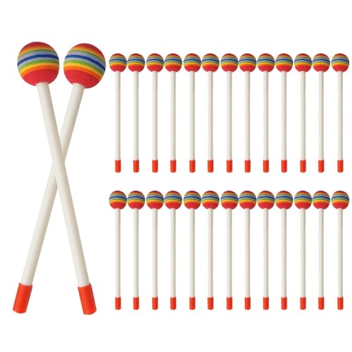 Foway Kinder-Trommelstöcke,Kinder-Trommelstöcke,28 Stück Musikinstrumente Rhythm Sticks - Weiche Regenbogen-Lollipop-Trommelstöcke, buntes Musikspielzeug, Schlaginstrument für Kinder und Erwachsene von Foway