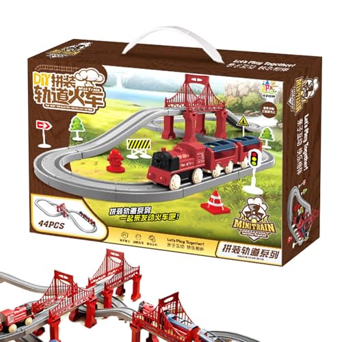 Foway Kindereisenbahn-Set, Eisenbahnspielzeug - Elektrische Züge | Eisenbahnbausätze mit Lokomotive, Waggons und Gleisen, Vorschul-Lernaktivitäten für und Mädchen ab 3 Monaten von Foway