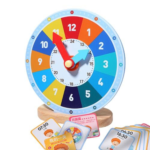 Foway Lernuhr für Kinder, Lernuhr-Spielzeug | Lehrzeit-Übungsuhr | Big Time Mini-Uhr aus Holz, tragbare Übungsuhren zum Lernen von Kindern, pädagogisches Lehruhren-Set für Kinder ab 3 Jahren von Foway