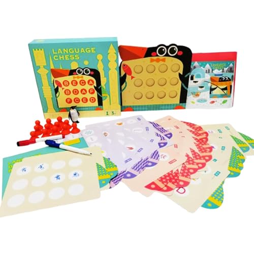 Foway Match-Spiel,Matching-Brettspiel,Lern-Matching-Spiel | Schachbrettspiel, zweisprachige chinesische und englische Karten für Zuhause und unterwegs, Homeschool-Zubehör von Foway