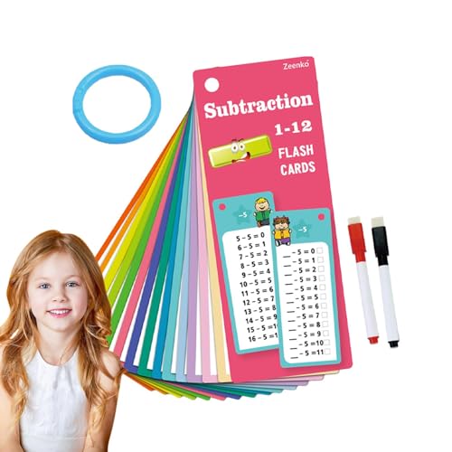 Foway Mathe-Flash-Kartenspiel, Mathe-Flash-Karten - Mathe-Lernspiele mit Ring | Must-Haves für das Homeschool-Klassenzimmer, Bildungs-Lernaktivitäten, Mathe-Spielzeug für und Mädchen von Foway