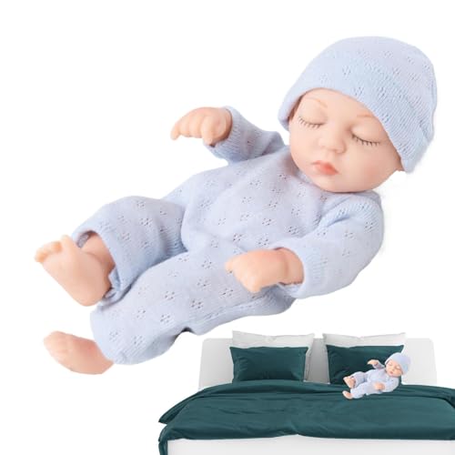 Foway Miniatur-Reborn-Puppen, Ganzkörper-Silikon-Reborn - 7 Zoll große wiedergeborene Puppenminiatur mit beweglichen Gelenken,Silikonpuppe für Schlafzimmer, Wohnzimmer, Kinderzimmer, Kinderzimmer von Foway