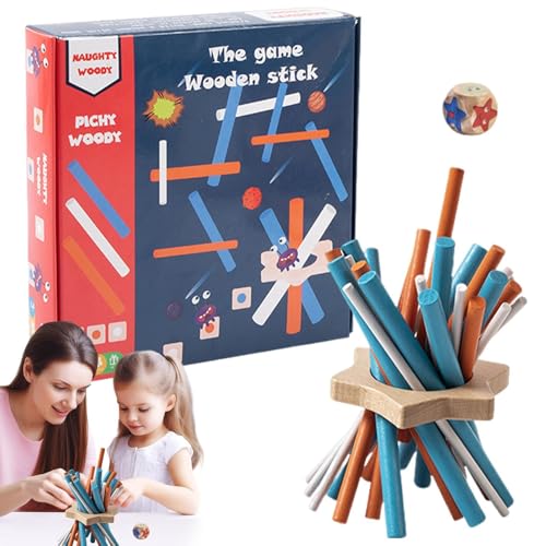 Foway Pick Up Sticks-Spiel, Keep It Steady-Spiele, Gleichgewichts- und Geduldstrainingsspiel, Lustige Holzstäbchen, Hand-Challenge-Spiel für Familientreffen, Partys, Reisen, Klassenzimmer von Foway