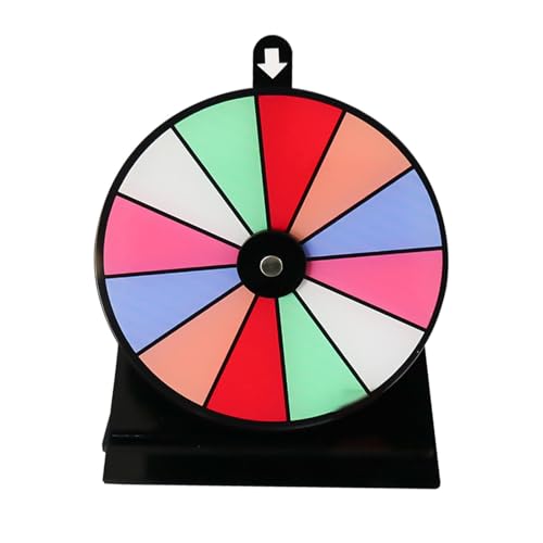 Foway Preisrad, Drehen Sie das Rad,Rutschfester Radspinner mit abnehmbarem Ständer - Löschbare Acryltafel mit 12 Fächern, Rouletterad-Spinner für Messen, Karneval, Festivals, Kurse von Foway