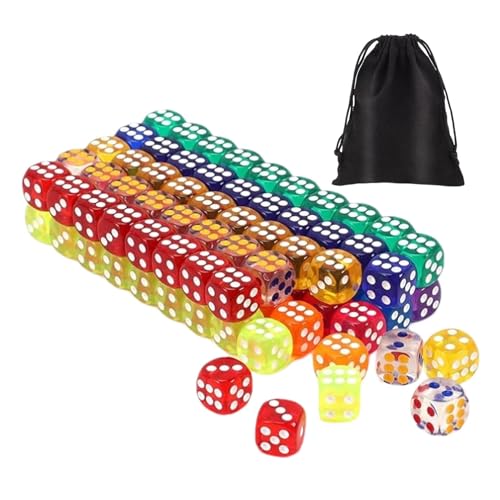 Foway Rollenspielwürfel, Standardspielwürfel - Robustes 100-teiliges Würfelspiel,Farbige Mini-Würfel, leicht zu lesen für Brettspiele, pädagogisches Mathematik-Lernen von Foway