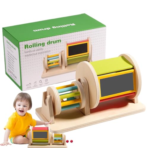 Foway Rotierende Trommel für Kinder, Kinder-Spinntrommel | Spielset, sensorisches Spielzeug, rollende Trommel, Puzzle-Spielzeug - Regenbogen-Stoffball-Set, Spielzeug, Bunte Spin-Regenbogentrommel für von Foway