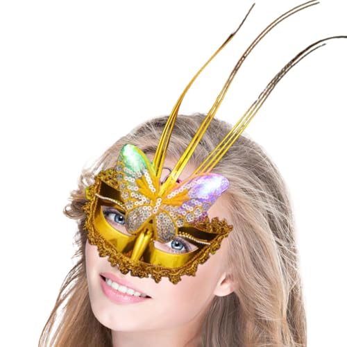 Foway Schmetterlingsmaske, Madi Grad Cosplay Requisiten Maske, Schmetterlings-Lady-Maskerade-Halloween- -Maske, farbenfrohe, beleuchtete Wanddekoration von Foway