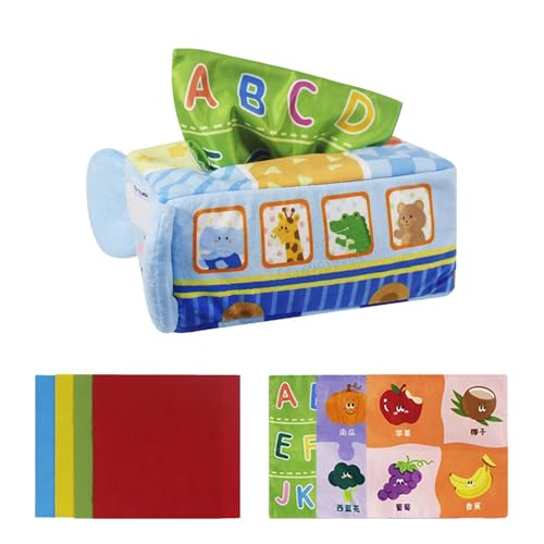 Foway Spielen Sie Taschentuchbox für Babys, Taschentuchbox-Spielzeug für Kleinkinder - Knisterpapierspielzeug für | Soft Tissue Box Toys Frühes Lernen, Knisterpapier, sensorisches Spielzeug für Kinder von Foway