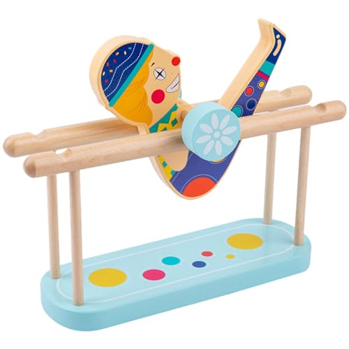 Foway Spin-Spielzeug, Zirkus-Spielzeug - Glattes Kronen-Zirkus-Rollspielzeug aus Holz für Kinder,Fantasievolles Spiel, von anerkanntes Reisespielzeug für Kinder von Foway