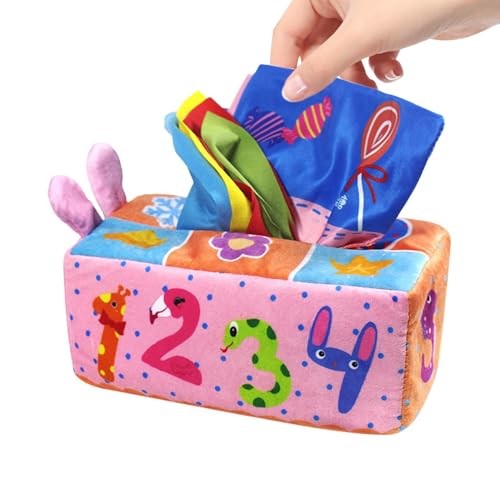 Foway Taschentuchbox-Spielzeug für Kleinkinder, sensorisches Spielzeug für Taschentuchboxen für Kinder - Lernspielzeug,Soft Tissue Box Toys Frühes Lernen, Knisterpapier, sensorisches Spielzeug für von Foway