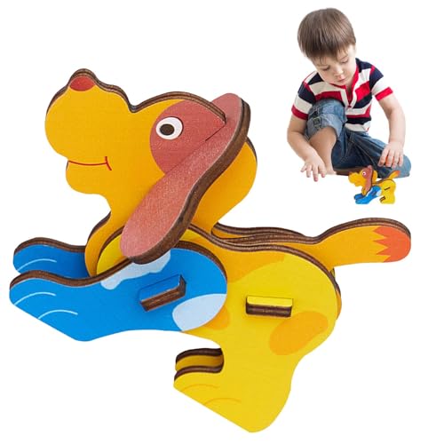 Foway Tier-3D-Puzzle Kleinkind,Tier-3D-Puzzle | Kognitive Rätsel | Hölzernes Tiermodell-Puzzlespielzeug, lustiges Puzzle, Feinmotoriktraining, Lernspielzeug von Foway