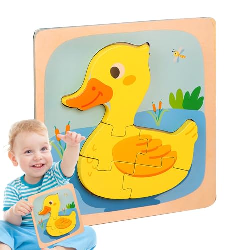 Foway Tierpuzzles,Holztierpuzzle | Lernpuzzle für Kleinkinder,Puzzles für Kleinkinder, Spielzeug für und Mädchen, Hirsch, Ente, Frosch, AFFE, Fisch, Löwe, Tierpuzzles, Spielzeug von Foway