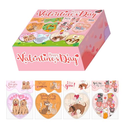 Foway Valentinstag-Puzzle in Herzform, Valentinstag-Puzzle-Spielzeug | Herzförmiges Valentinstag-Puzzle für Kinder,Austauschspiele Frühpädagogisches Papierpuzzle für Liebesbriefe, Klassenaktivität von Foway