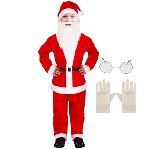 Foway Weihnachtsmann-Kostüm für Kinder, Kinder-Weihnachtsmann-Anzug - Weihnachtsmann Cosplay - Kinder-Weihnachtsmann-Kostüm, Cosplay-Weihnachtsmann-Kostüm für Kinder im Alter von 4–12 Jahren von Foway