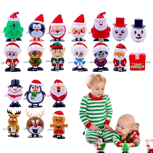 Foway Weihnachtsspielzeug zum Spazierengehen,Kleines Weihnachtsspielzeug zum Aufziehen | Kleine Weihnachtsspielzeuge für Goodie Bags 20X - Weihnachtsmann, Schneemann, Elch, Springender Pinguin, von Foway