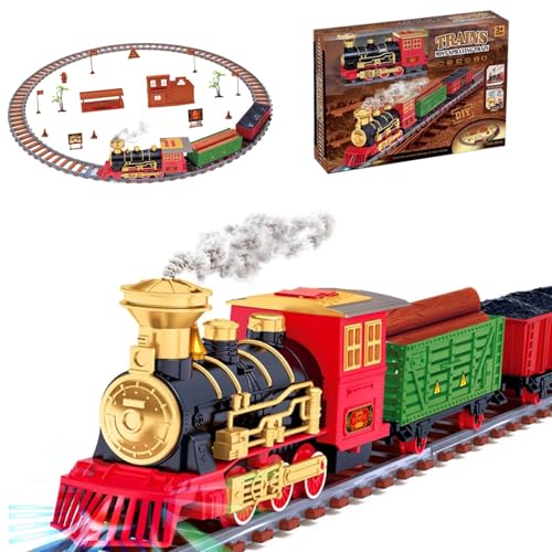 Foway Weihnachtszug-Spielzeug,Weihnachtseisenbahn-Set | Elektrisches Weihnachts-Eisenbahngleisspielzeug mit Nebel | Batteriebetriebenes Eisenbahn-Spielset, Lokomotiven-Spielset für Kinder und von Foway