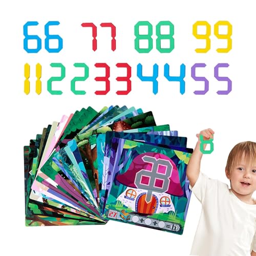 Foway Zahlen-Lernkarten, Zahlen-Matching-Puzzle | Zählbrett, Lernspielzeug für Vorschulkinder,Zahlenmusterbrett-Puzzle für 3-5-jährige und Mädchen von Foway