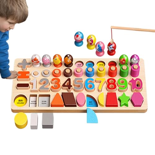 Foway Zahlenpuzzle aus,Zahlenpuzzle | Zahlenrätsel-Sortierer aus für Kinder,Zahlenrätsel für Kleinkinder, Sortierer, Zählformstapel, magnetisches Angelspiel für und Mädchen im Alter von 3–5 von Foway