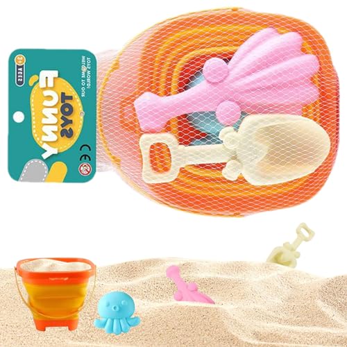 Foway Zusammenklappbares Strandspielzeug,Faltbares Strand-Sandspielzeug - Sandkasten-Reisespielzeug,Set aus Sandeimer und Schaufeln, zusammenklappbarer Eimereimer, Strandsandeimer für lustige von Foway