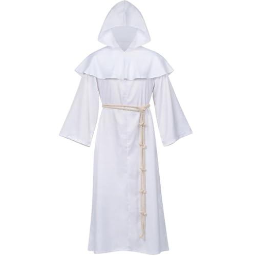 Foweknow Halloween Kostüm Herren Mittelalterliche Mönch Robe Kreuz Grim Reaper Cosplay Kostüm Pfarrer Kostüm Priesterliche Verkleidung Mit Kapuze Für Mottoparty Karneval Rollenspiel von Foweknow