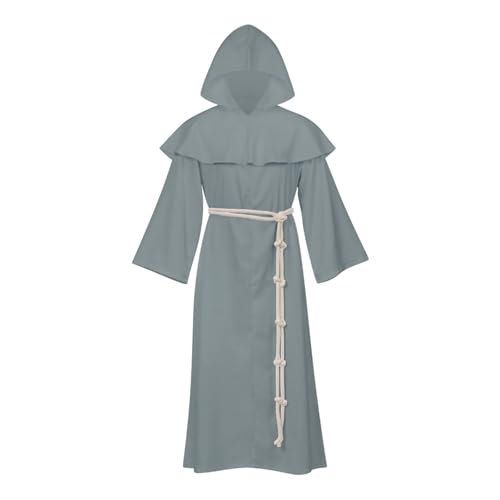 Foweknow Halloween Kostüm Herren Mittelalterliche Mönch Robe Kreuz Grim Reaper Cosplay Kostüm Pfarrer Kostüm Priesterliche Verkleidung Mit Kapuze Für Mottoparty Karneval Rollenspiel von Foweknow