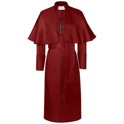 Foweknow Priest Soutane Herren Mittelalterlicher Klerus Soutane Robe Pastor Renaissance-Zauberer Minister Choir Soutane Cosplay-Outfits Halloween Kostüm Für Mottoparty Faschings von Foweknow