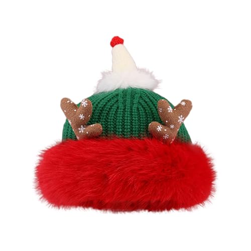 Foweknow Weihnachtsmütze Erwachsene Strickmütze Winter Warme Mützen Mit Plüschkrempe Mini Santa Hüte Rentier Schlafmütze Gestrickt Bequeme Häkelmütze Festlich Xmas Kostüm Zubehör von Foweknow