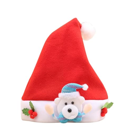 Foweknow Weihnachtsmütze Jungen Mädchen Christmas Hat Plüsch Santa Mütze Weihnachtsmann Kostüm Cartoon Weihnachtszubehör Festliche Atmosphäre Partymütze Für Kinder von Foweknow