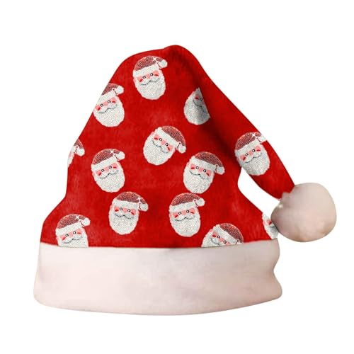 Foweknow Weihnachtsmütze Nikolausmütze Plüsch Weihnachtsfeier Santa Mütze Warm Dicker Weihnachtsmann Mütze Doppelseitig Fleece Bequeme Zubehör Festlich Xmas Kostüm Party Outfit von Foweknow