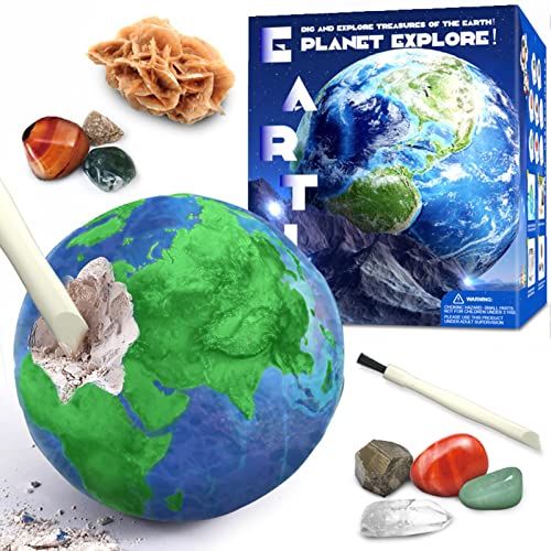 Fowybe Kristalledelstein-Ausgrabungsset, Pädagogische Wissenschaftssets für Kinder, Edelsteinsammlung Bergbauspielzeug, National Geology Earth Dig Kit für Jungen Mädchen von Fowybe