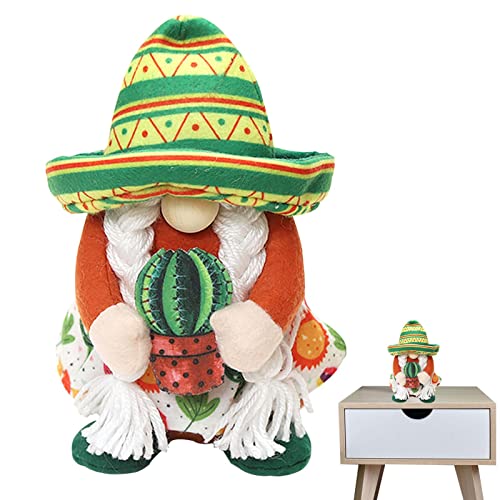 Fowybe Mexikanische Karnevalspuppen - Niedliche Zwerge Spielzeug Gesichtslose Plüschpuppe | GNOME Guitar Cactus Elf Figur mexikanische Fiesta Party Dekorationen für Home Kamin Desktop von Fowybe